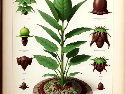 An old-fashioned botanical drawing of a fantasy plant art botanical drawing fantasy fictional flora illustration old fashioned plant