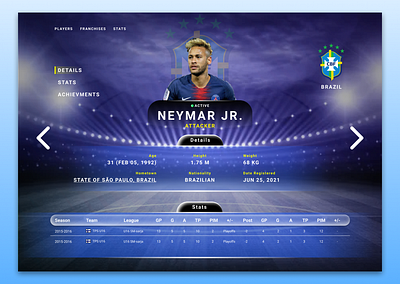 Football with Neymar Jr football web design graphic design ui