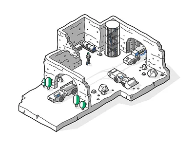 Mining work illustration affinity designer drilling flat illustration isometric isometric illustration mining work outline simple illustration vector illustration