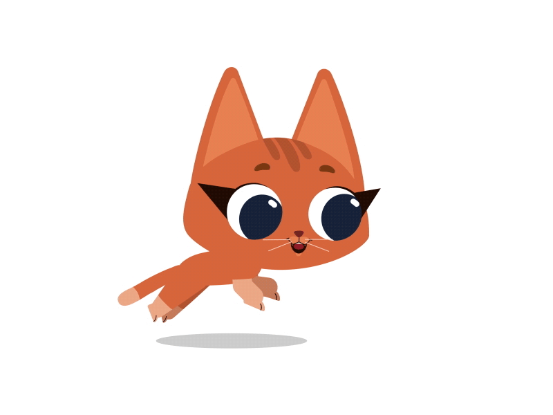 Kitten runs animation blink character cycle deforge eyes jump loop motion graphics pet walk