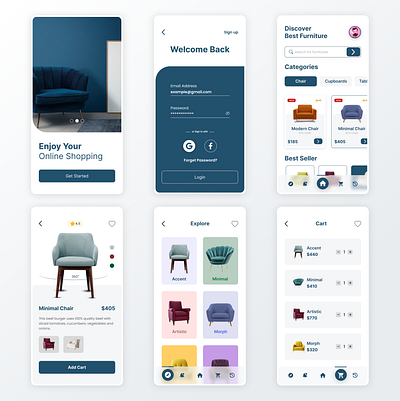 Furniture App UI Design alibaba amazon app design app ui app us branding design figma illustration mobile app mobile app design ui userexperience userinterface ux