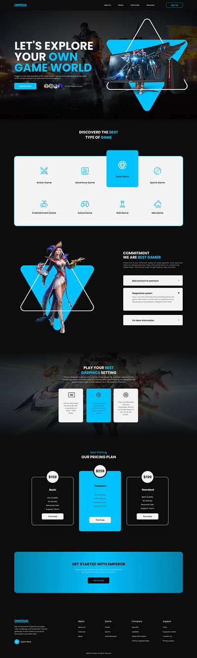 Game landing page design game graphic design l ui ux web design