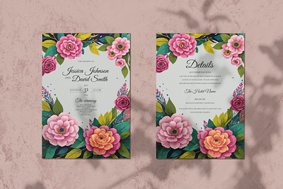Wedding invitation template design adobe illustrator flora design graphic design wedding template