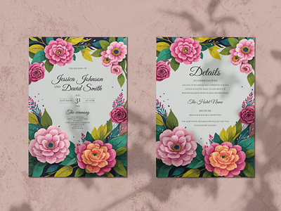 Wedding invitation template design adobe illustrator flora design graphic design wedding template