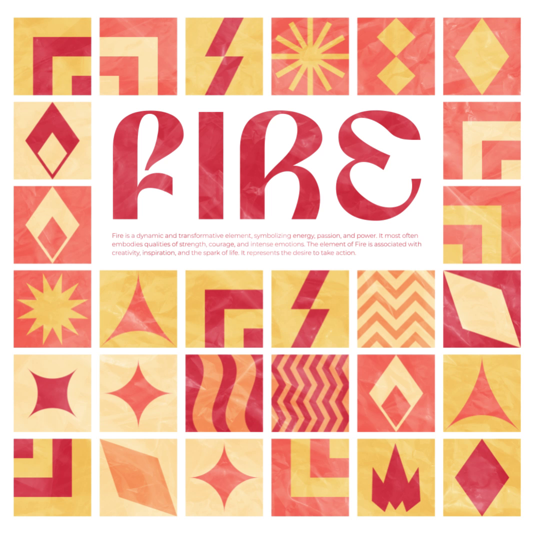 Fire Pattern 4elements branding color palette fire graphic design orange pattern pattern design red visual identity yellow