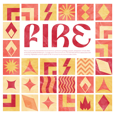 Fire Pattern 4elements branding color palette fire graphic design orange pattern pattern design red visual identity yellow