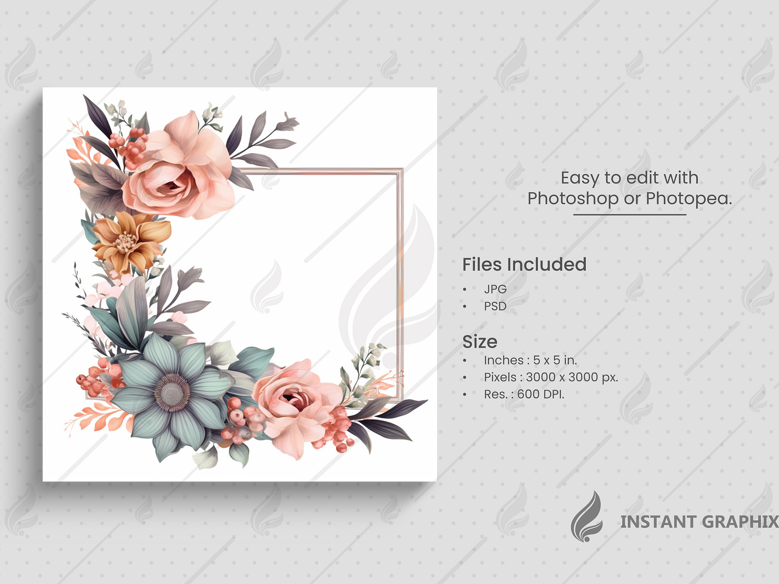Floral frame on White Background by Instant Graphix on Dribbble