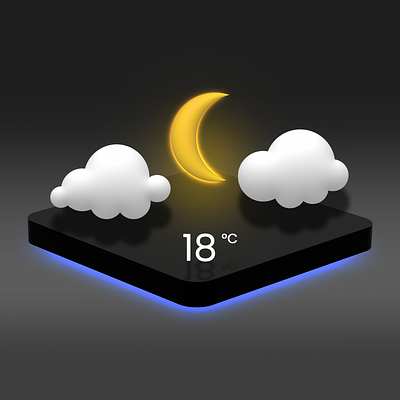 Weather Icons 3d 3d icon branding cloud creative dark mode gradient graphic design icon icon design ios iphone isometric moon sun ui ux weather weather app