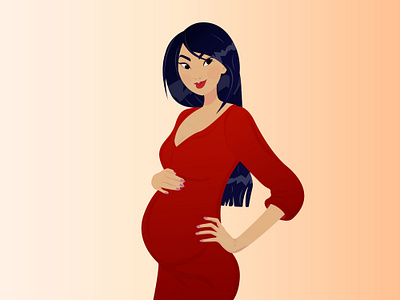 Pregnant character art background cartoon cartoon style character design designer dress faceless fashion girl gradient graphic design illustration poster pregnant pregnant series red vector woman