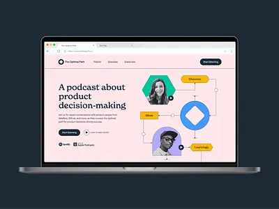 Podcast Landing Page Design brand design brand designer brand identity digital design flowchart landing page design maze optimal path podcast podcast identity product design shapes ui uiux user interface ux visual identity web design web designer website