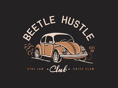 Beetle Hustle Club brand branding car classic car clothing illustration logo retro tshirt design vintage volkswagen vw