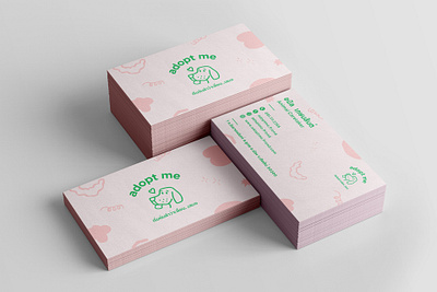 Friendly business card template creates with Canva adopt business card card clean cute design friendly business card minimal pastel pink simple template