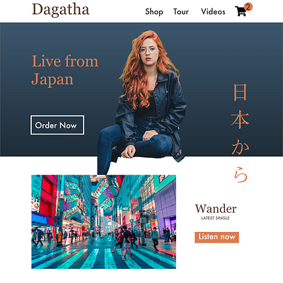 Landing page for Dagatha (recording artist) dailyui ui ux