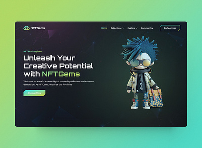 NFTGems - NFT Landing Page Design landing page design landing page ui design nft nft landing page nft landing page design nft ui design ui ui design ui nft landing page ui ux ui website