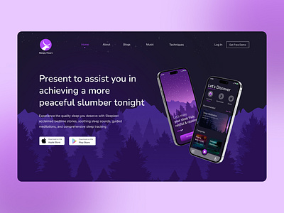Sleepy Hours a Sleep App 😴 2023 2024 app app design appstore branding design full graphic design landing landingpage latest mobile new playstore sleep ui updated ux visual design