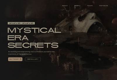 mystical era secrets. hieronymus bosch art bosch landing museum uiux webdesign