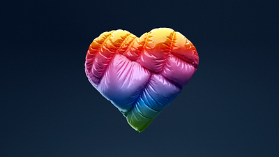 Inflated Heart 💜 3d color design icon illustration vivid