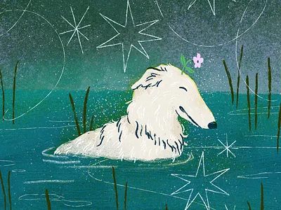 Water Borzoi animalart animalillustration digitalillustration freelance illustrator illustration procreate