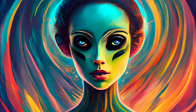Space girl alien design digital girl graphic design illustration space