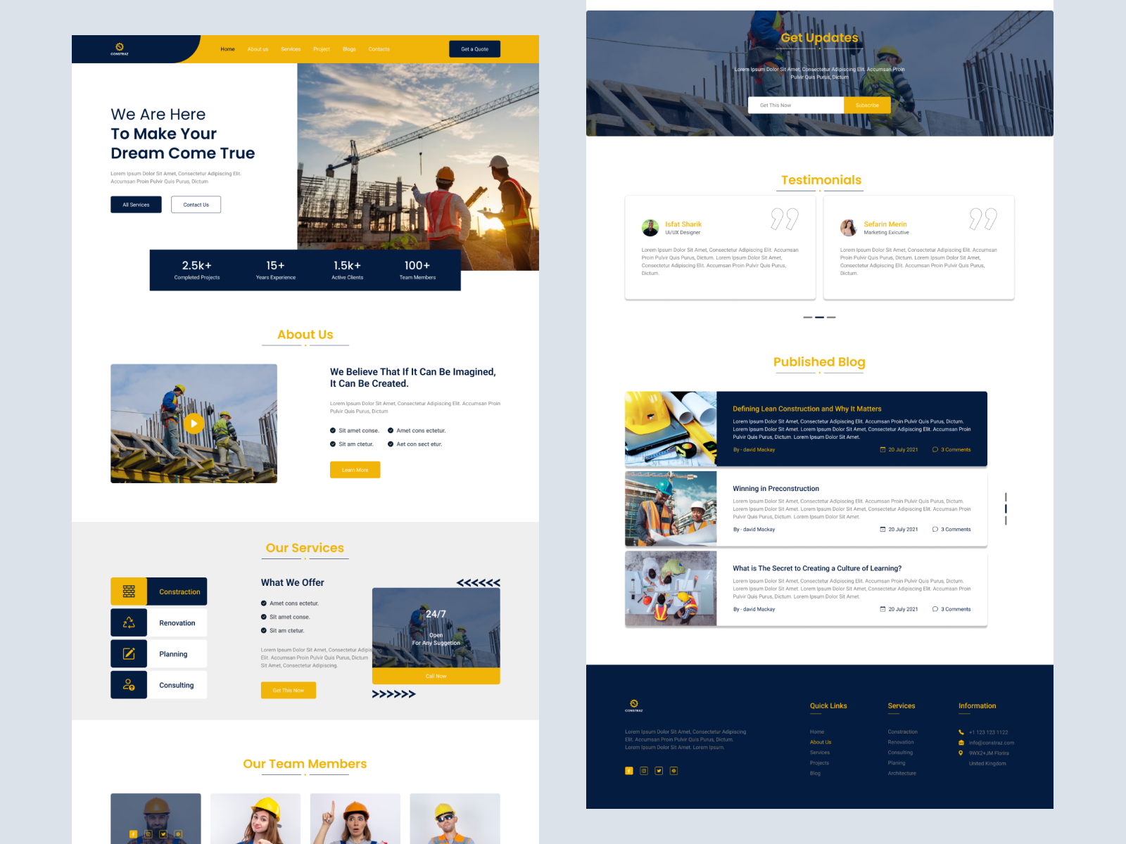 Constraz - Construction Website Landing Page Design by Shamsunnahar ...