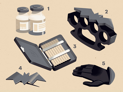Chirobjects batman character concept design illustration items