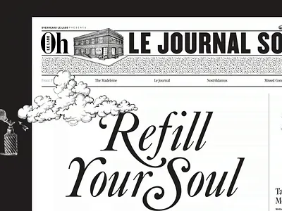 Perfume Spray Easter Egg animation black and white click clouds cursor easter egg editorial follows cursor interaction newspaper perfume perfume bottle spray