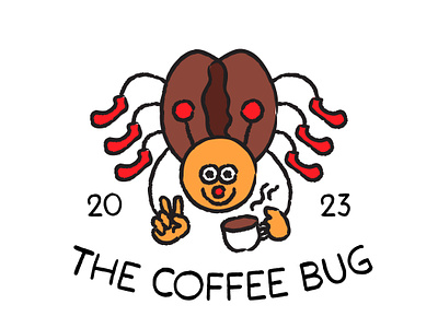 The Coffee Bug - Coffee Shop Logo adobe illustrator branding brush stroke bug bug cartoon bug logo cartoon coffee coffee bean coffee logo coffee shop design doodle graphic design illustration illustrator logo pencil sketch vector