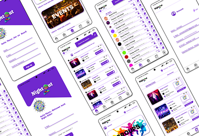 Night Out - An Weekend Outing / Event Searching Platfrom app branding design designing graphic design illustration loginpage logo sign in typography ui ui ux user interface