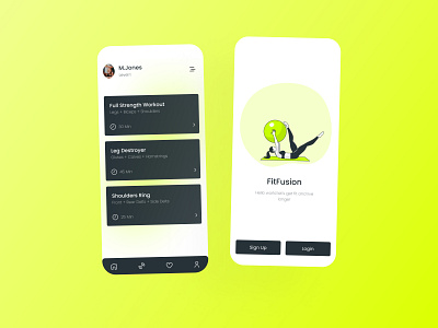 Fit Fusion Fitness App adobe xd android app design branding design figma fitness app design illustration mobile design product design screens sign up design ui ui design uiux user experience user interface ux design