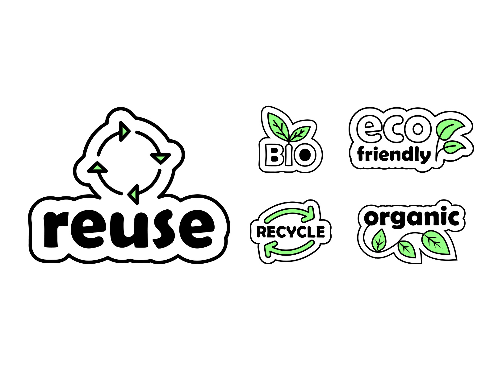 Set of Eco-friendly stickers by Mila Ponomareva on Dribbble