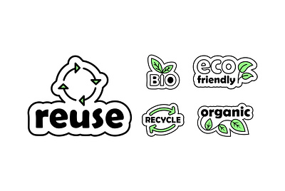 Set of Eco-friendly stickers adobe illustraitor design digital art doodle eco eco friendly graphic design icon illustration line art logo sticker vector vector illustration