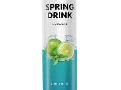 Spring Drink Can Label design beverage can can label label label design packaging packaging design soft drink