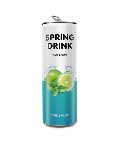 Spring Drink Can Label design beverage can can label label label design packaging packaging design soft drink