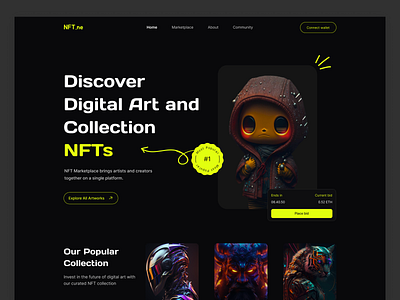 NFT Website: Digital NFT art digital nft art landing page landing page nft nft digital art nft landing page nft website nft website design ui ui design uiux website