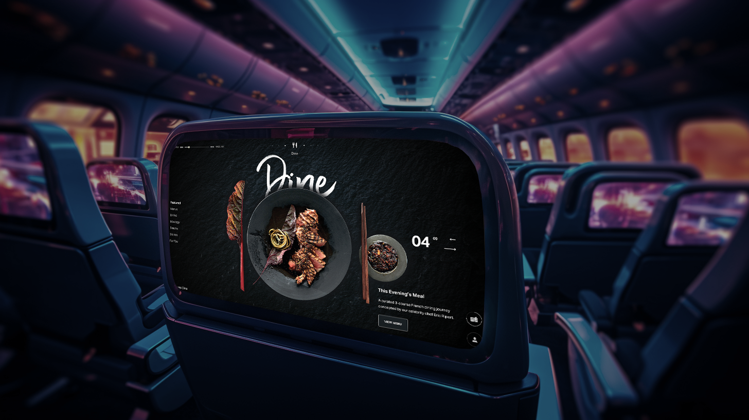 In-Flight-Entertainment : Dining airline airplanes design dining hmi ife in flight entertainment interactive interface media mmi ui user interface