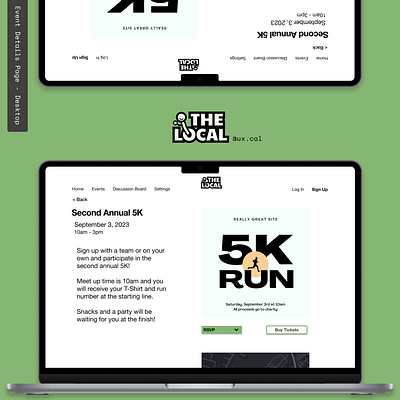 Event Details Page - Desktop (The Local) brandidentity desktop events page logodesign mockup ui uxdesign