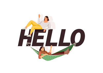 Hello app character design graphic greeting illustration mobile pastel people vector woman