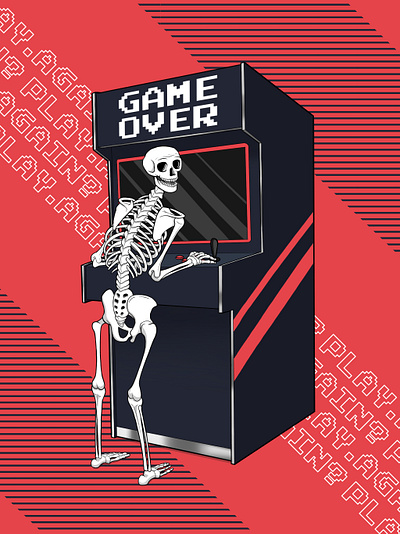 Arcade Skeleton arcade graphic design graphic illustration illustration skeleton