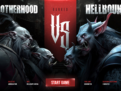 "Versus Screen" Game UI apocalyptic demon game gamedesign gameui gameux gaming gui interface orc ui versus vs