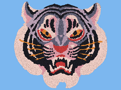 TIGER HEAD design drawing flash illustration rug tattoo tiger tufted