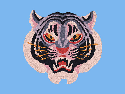 TIGER HEAD design drawing flash illustration rug tattoo tiger tufted