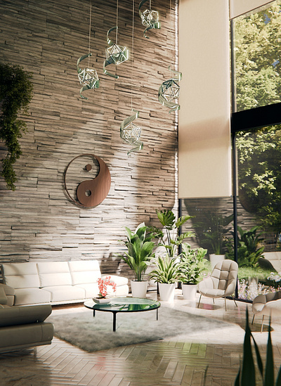 Luxury Living-room (day version) 3d architecture blender cgi cycles design noai plants