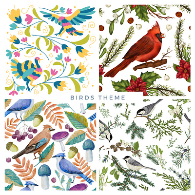 Seamless Birds Patterns design digital art graphic design illustration pattern seamless pattern