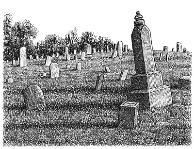 Cemetery Shadows art artist artwork creepy drawing hand drawn illustration ink morbid scary shadows