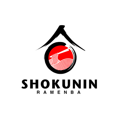 Shokunin - Ramen House black brush calligraphy icon japanese logo japnese logo minimal ramen ramen logo red zen