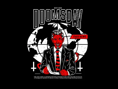 Fake news apparel artwork branding clothing darkart design evil graphic illustration logo macabre satan streetwear ui vector
