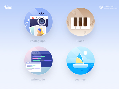 Habit icons for TimeEcho blue focus habits icon illustrator timeecho timer ui