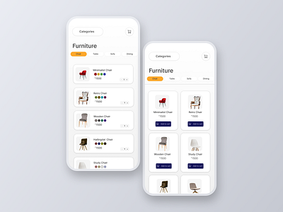 E-commerce app design app design chair daily ui e commerce figma furniture online shopping visual design