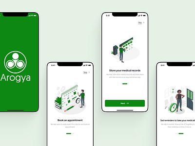 Arogya Onboarding Screens app figma healthcare mobile mobile app product design ui uiux