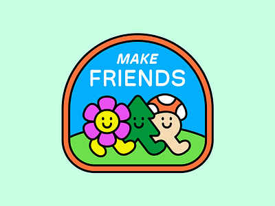 Rock the Mountain Badge. No 1 badge character concert cute design flower graphic design grass icon illustration kawaii logo mushroom nature plant plants sky sticker stickers tree